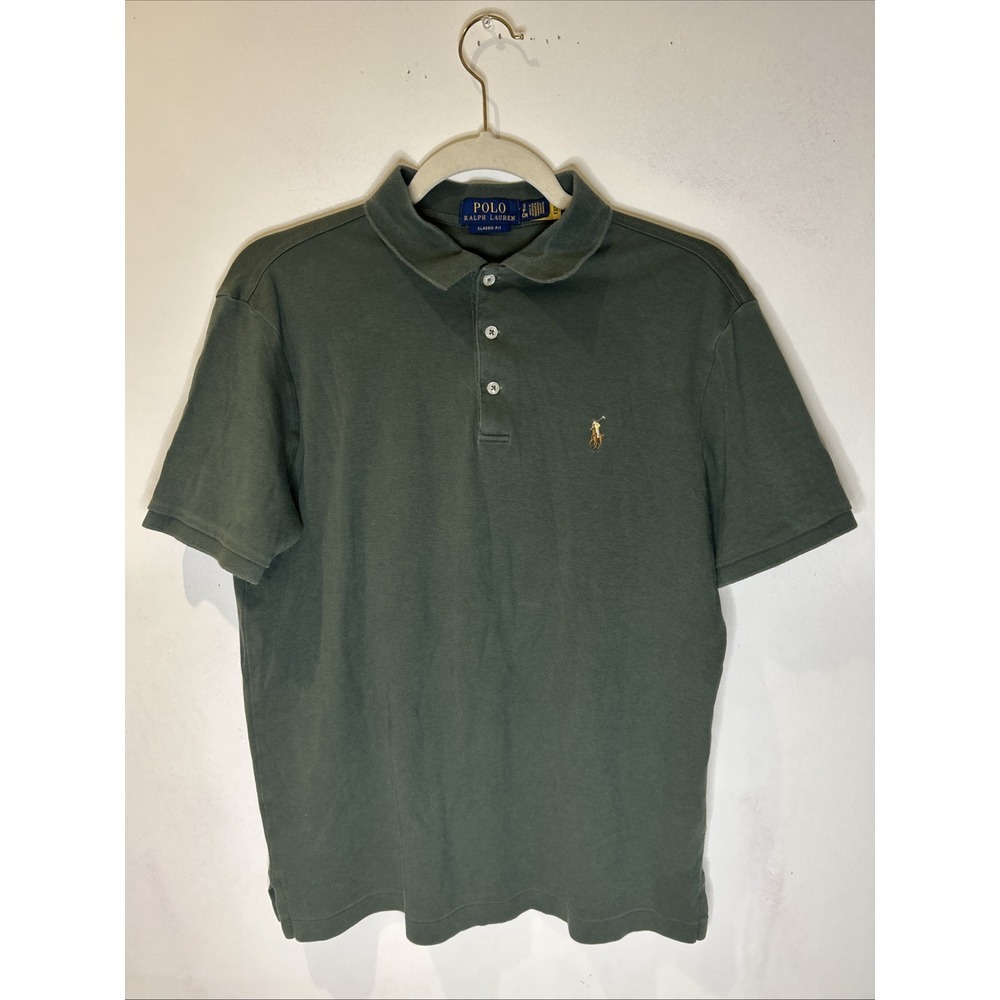 Polo Ralph Lauren Pima Soft Touch Polo Shirt Men Small Green brown Pony Cotton